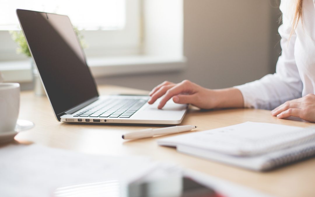 woman on laptop stock image